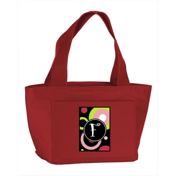 Carolines Treasures Monogram Letter F - Retro in Black Zippered Insulated School Washable and Stylish Lunch Bag Cooler AM1002-F-RD-8808 - main